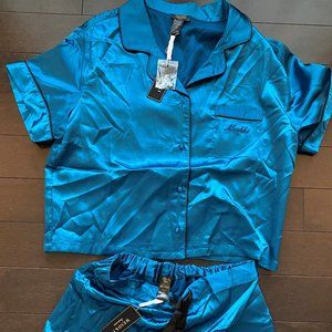 NWT Meshki Claire Satin Pajama Turqoise Top